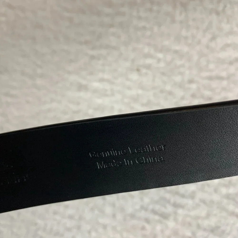 Arello Valentino Dress Belt Men's 44 Black Leather Silver Buckle Adjustable 9606